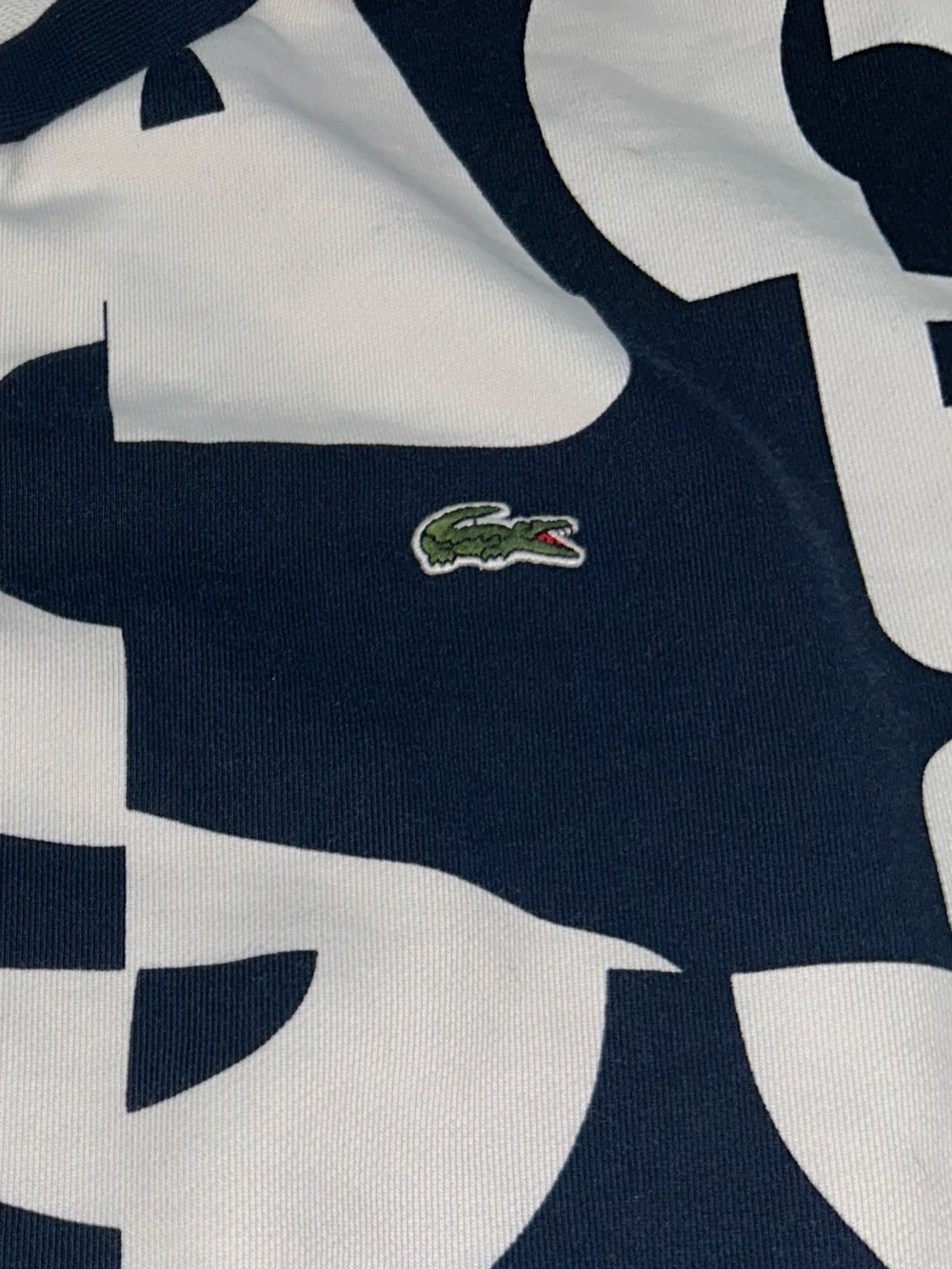 Lacoste Graphic Sweatshirt Navy White Logo Print Crewneck Men’s Size XXL - Picture 5 of 8